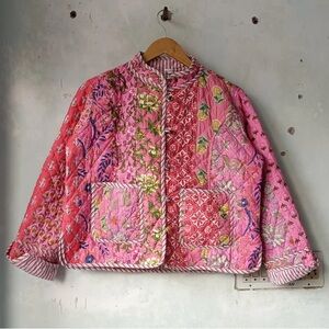 NWOT Pink patchwork quilt jacket